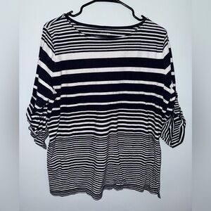St. John's Bay Navy and White Striped Long Sleeve Top